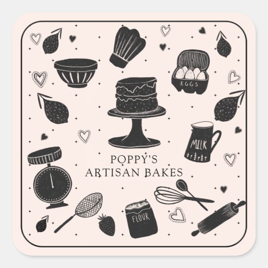 Bäckerei Quadratischer Aufkleber (Vorderseite)