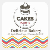 Bäckerei Quadratischer Aufkleber (Vorderseite)