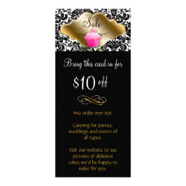 Bäckerei Rack Card Cupcake Karamelll Rosa Elegante Werbekarte