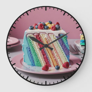 Bäckerei Regenbogen Kuchen Backwaren Feinschmecker Große Wanduhr