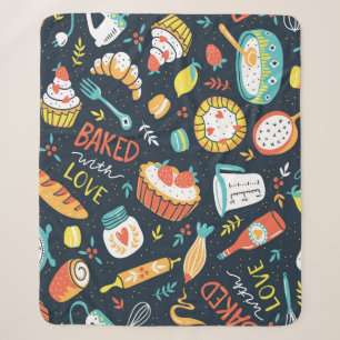 Bäckerei Retro nahtlos Muster mit Punkten und Blu Sherpadecke