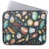 Bäckerei Retro nahtlos Muster mit Punkten und Blum Laptopschutzhülle (Vorderseite)