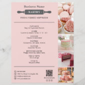 Bäckerei Rollen Button Foto QR Rosa Flyer (Vorne)