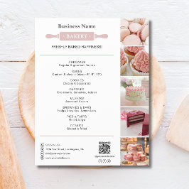 Bäckerei Rollen Weiß und Button Foto QR Rosa Flyer