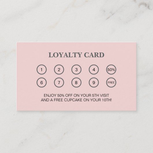 Bäckerei Rolling Button Pink Business Rewards Treuekarte (Rückseite)