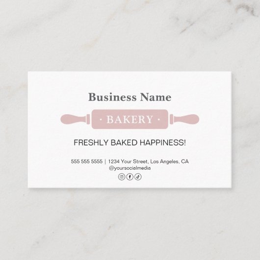 Bäckerei Rolling Button Weißrosa Business Rewards Treuekarte (Vorderseite)