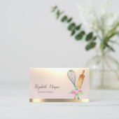 Bäckerei Rolling Button Whisk Blume Gold Visitenkarte (Stehend Vorderseite)