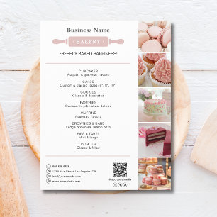 Bäckerei Rolling White und Pin Foto QR Pink Flyer