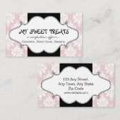 Bäckerei-rosa Damast-Visitenkarte Visitenkarte (Vorne/Hinten)