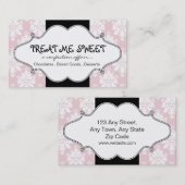 Bäckerei-rosa Damast-Visitenkarten Visitenkarte (Vorne/Hinten)