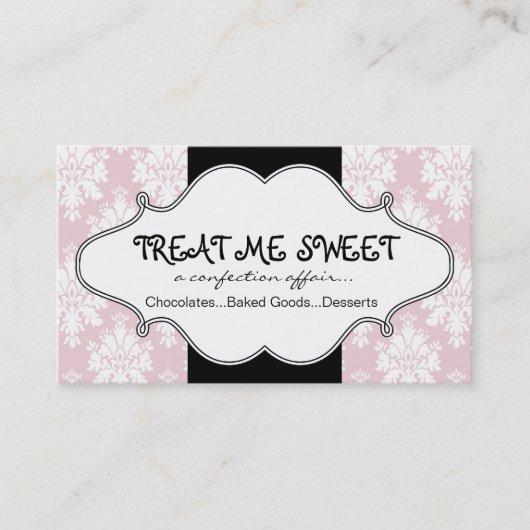 Bäckerei-rosa Damast-Visitenkarten Visitenkarte (Vorderseite)
