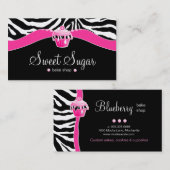 Bäckerei-rosa kleiner Kuchenzebra-Tierdruck Visitenkarte (Vorne/Hinten)