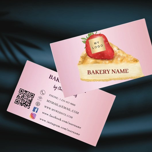 Bäckerei rosa Kuchen Gebäck QR-Logo Visitenkarte