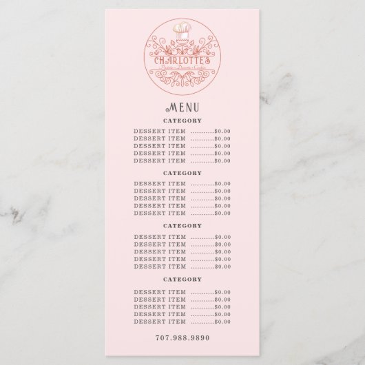 Bäckerei Rosa-Logo Menükarte (Vorderseite)