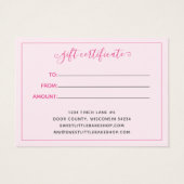 Bäckerei Rosa Zuckerguss Geschenkgutschein (Rückseite)