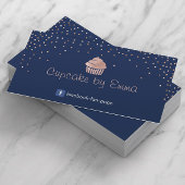 Bäckerei Rose Gold Cupcake Modern Confetti Navy Bl Visitenkarte