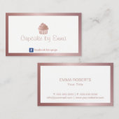 Bäckerei Rose Gold Cupcake Moderner Gerahmter Mini Visitenkarte (Vorne/Hinten)