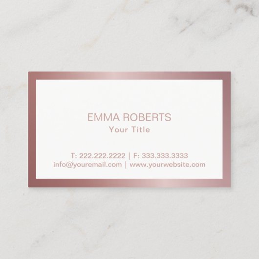 Bäckerei Rose Gold Cupcake Moderner Gerahmter Mini Visitenkarte (Rückseite)