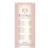 Bäckerei Rose Gold Glitzer Konditorei Koch Menü (Vorne)