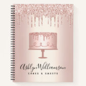 Bäckerei Rose Gold Glitzer Tropfen Konditorei Koch Notizblock (Vorderseite)