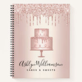 Bäckerei Rose Gold Glitzer Tropfen Konditorei Koch Notizblock (Vorderseite)