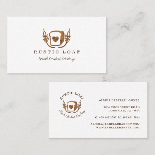 Bäckerei Rustikaler Holzkornhahn Visitenkarte (Vorne/Hinten)