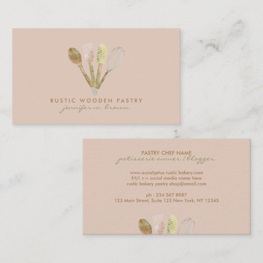 Bäckerei Rustikaler Löffel rollendes Button Whisky Visitenkarte (Vorne/Hinten)