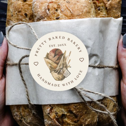 Bäckerei Rustikales Aquarellbrot Runder Aufkleber