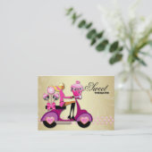 Bäckerei Scooter Girl Pink Gold Cake Pop Zebra Visitenkarte (Stehend Vorderseite)