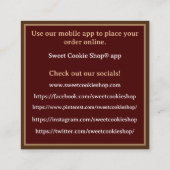 Bäckerei Shop Baker Cookie Quadratische Visitenkarte (Rückseite)