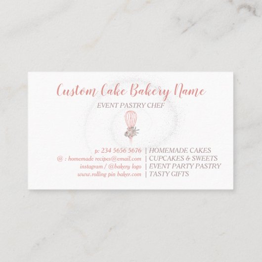 Bäckerei Sparkling Whisk Logo Zuhause Bäckerei Visitenkarte (Rückseite)