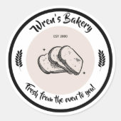 Bäckerei Sticker - Brotsymbol. Bearbeitbarer Text. (Vorderseite)