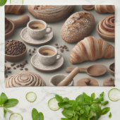 Bäckerei-Stillleben-Muster mit Brot Geschirrtuch (Gefaltet)