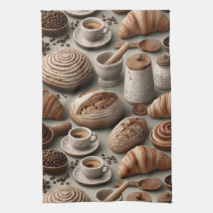 Bäckerei-Stillleben-Muster mit Brot Geschirrtuch