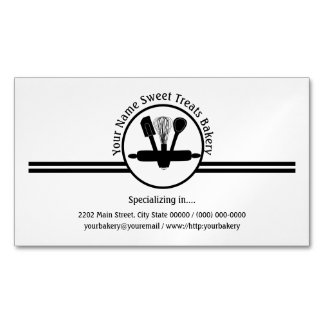 Bäckerei Sweet Leckereien Utensities Logo Custom  Magnetische Visitenkarte