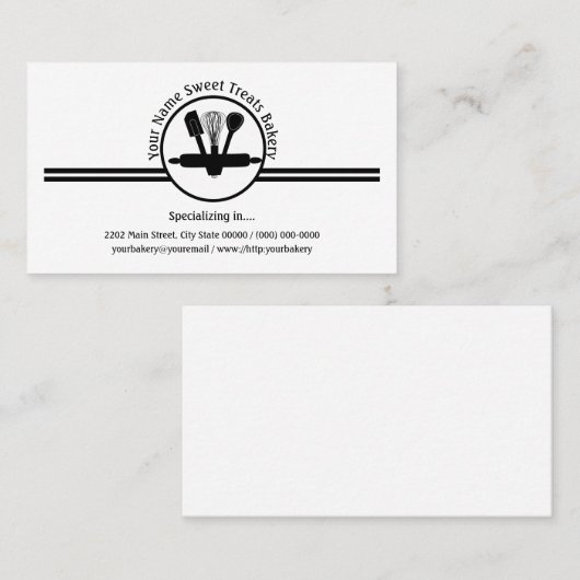 Bäckerei Sweet Leckereien Utensities Logo Custom Visitenkarte (Vorne/Hinten)