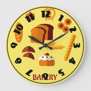 Bäckerei-Themen-Brot-Gebäck und Süßigkeiten  Große Wanduhr