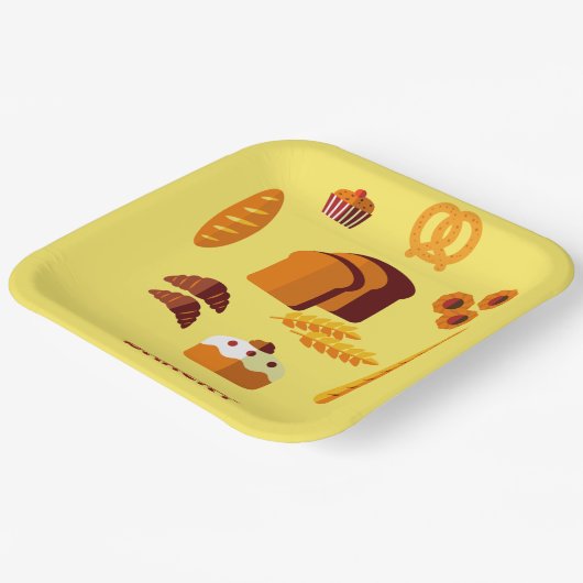Bäckerei Themenbrot Gebäck und Süßigkeiten Pappteller (Gewinkelt)