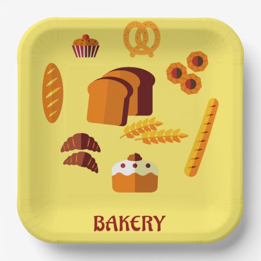 Bäckerei Themenbrot Gebäck und Süßigkeiten Pappteller (Vorderseite)