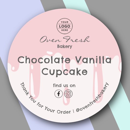 Bäckerei Tropfen Danke, Backwaren Pink Runder Aufkleber