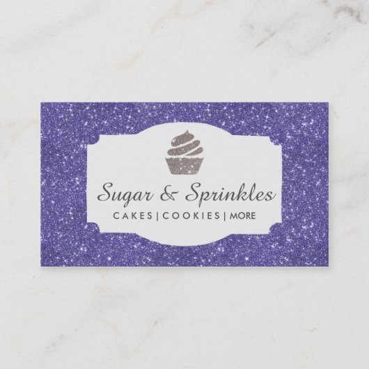 Bäckerei u. Catering-lila Glitzer-Geschäfts-Karten Visitenkarte (Vorderseite)