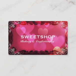 Bäckerei u. Catering-rosa Herzen Businesscard Visitenkarte