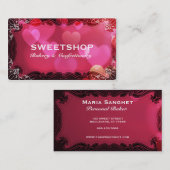 Bäckerei u. Catering-rosa Herzen Businesscard Visitenkarte (Vorne/Hinten)