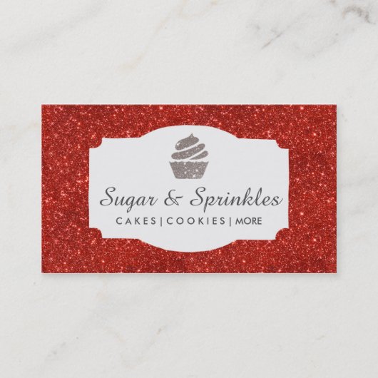 Bäckerei u. Catering-rote Glitzer-Geschäfts-Karten Visitenkarte (Vorderseite)