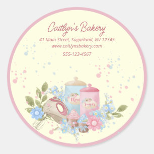 Bäckerei und Konditorei Personalisiert Pink Edge Runder Aufkleber
