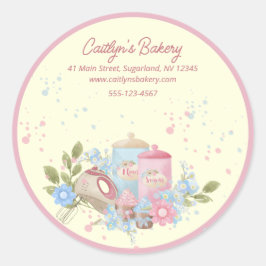 Bäckerei und Konditorei Personalisiert Pink Edge Runder Aufkleber