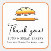 Bäckerei Vielen Dank für Ihre Bestellung Quadratischer Aufkleber (Vorderseite)