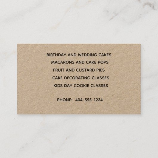 Bäckerei Visitenkarte (Rückseite)