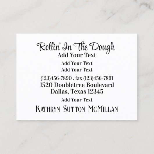 Bäckerei Visitenkarte (Rückseite)