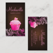 Bäckerei-Visitenkarte-Kuchen-Leinenbrown-Rosa Visitenkarte (Vorne/Hinten)